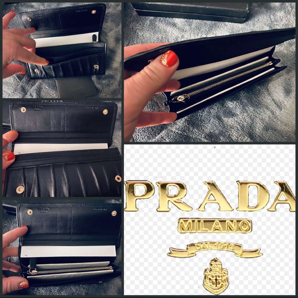 NEW Prada Nappa Gaufre Black Leather Wallet Button - Picture 3 of 15
